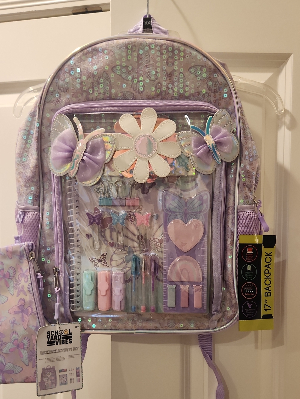 Kids Lavender Sequin Butterfly Activity Backpack -